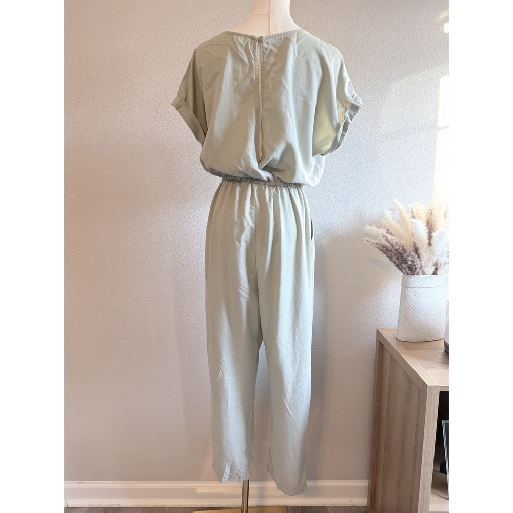 Joppa 100% Lyocell Light Green Short Sleeve Jumpsuit M Elastic Waist Pockets - Picture 5 of 9
